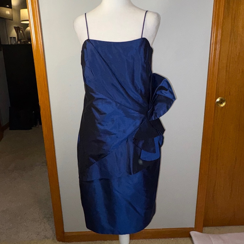 Marisa Baratelli Dress Thai Silk Blue Cocktail Party Evening Occasion Size‎ 10